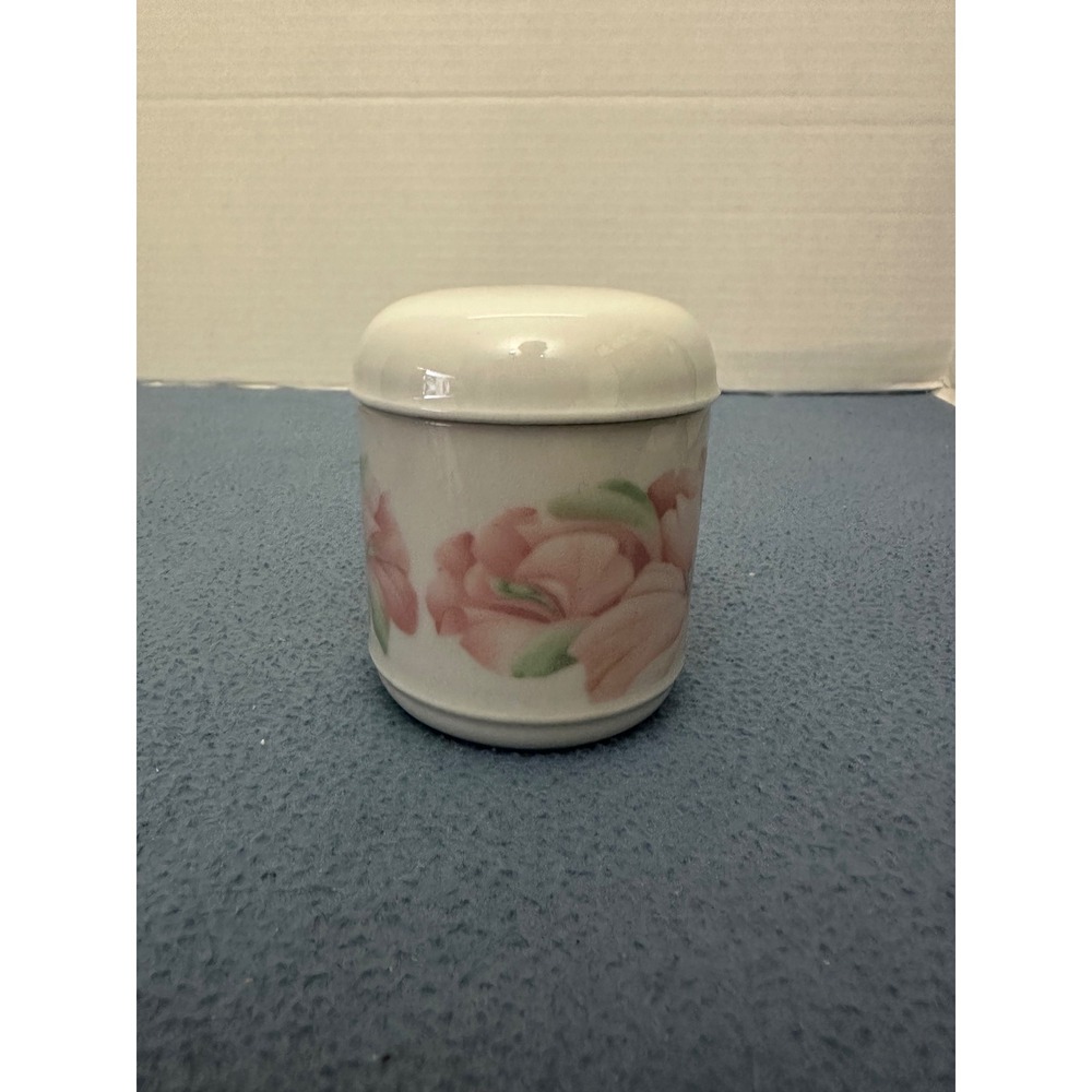 Vintage Cacharel Anais Anais Porcelain Floral Trinket Jar with Candle Floral